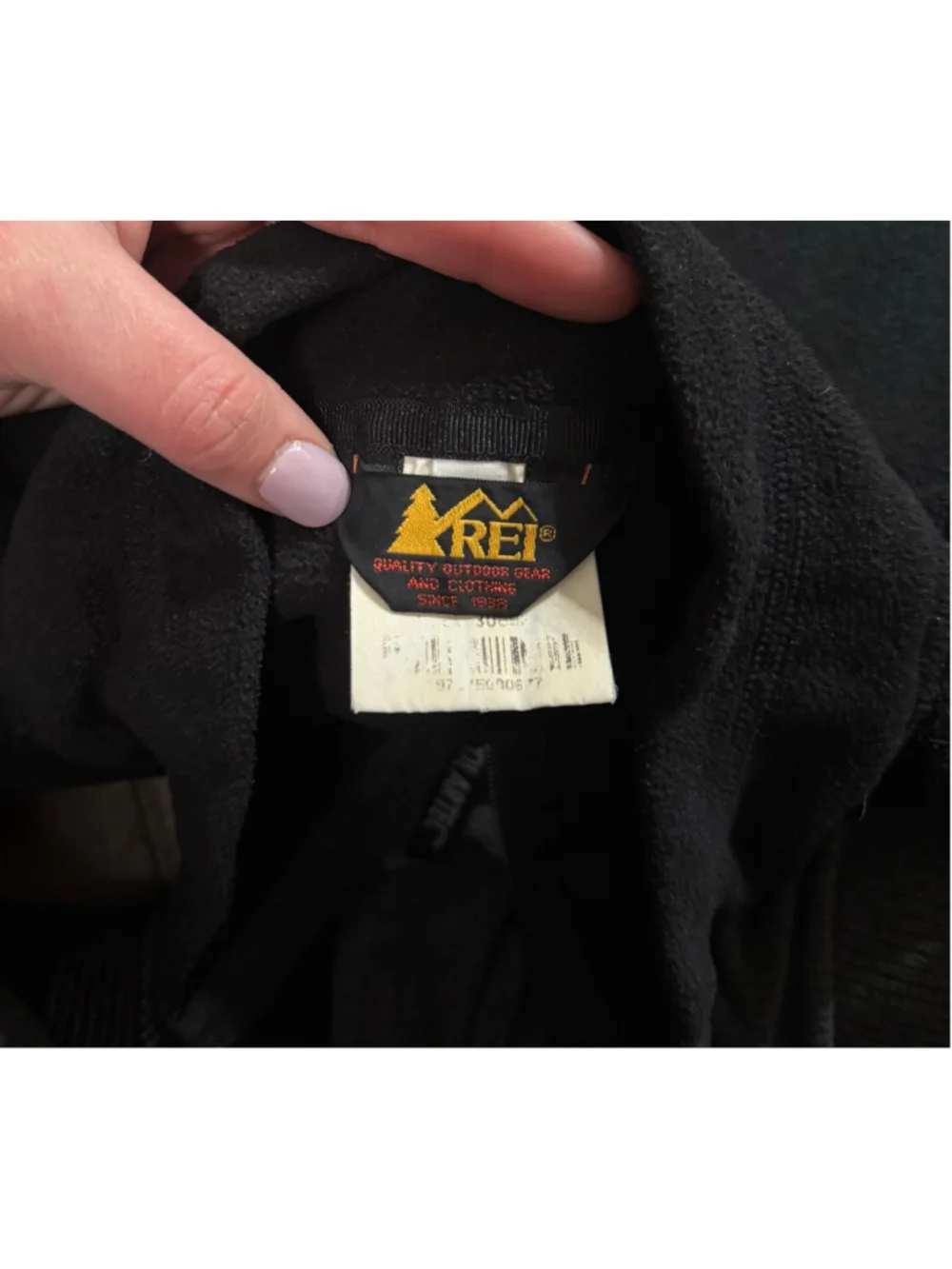 Vintage Men's REI Black Polartec Fleece Quarter Zip Sweater L